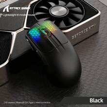 ATTACK SHARK X5 Wireless Gaming Mouse, 49g Ultralight G502 Tri-Mode 2.4Ghz/USB-C Wired/Bluetooth Mouse, PC Gaming Mice PixArt Optical Sensor-Adjustable DPI-Main Click RGB Backlit