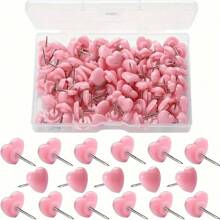 100 Stück/Box herzförmige Reißnägel, Kunststoffkopf & Stahlspitze, weiche Wandbefestigungsreißnägel, für Büro, Bildaufhängung & Dekoration, Schulmaterial, Schulanfang
