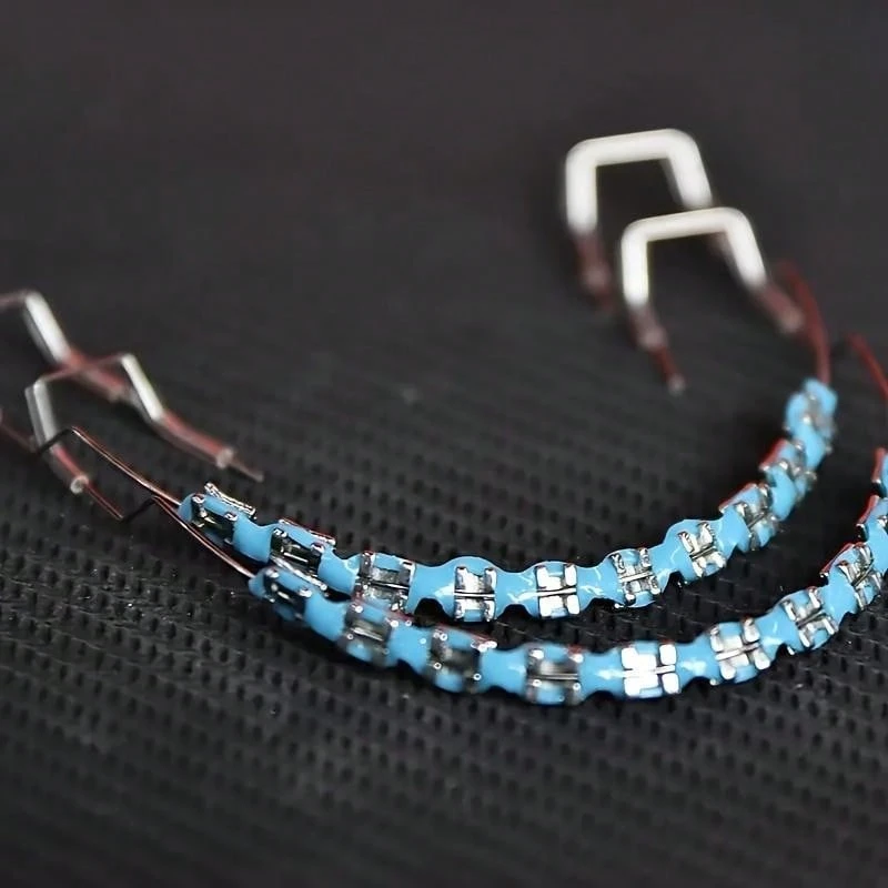 Temporary Braces Clip-On Dentures Full Dentures Fashion Hip Hop Blue Black Color Handmade Metal Dental Braces Oral Tooth Gem Kit For Men And Women - Blue - View 1