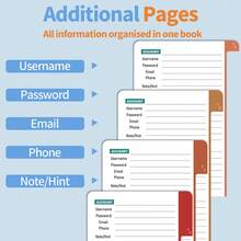 带 A–Z 标签的 PU 皮革密码簿 - 5.9 英寸 X 3.9 英寸紧凑型精装，用于网站登录名、密码和笔记的整理器 - 高级装订设计 - 均碼 - 查看 6