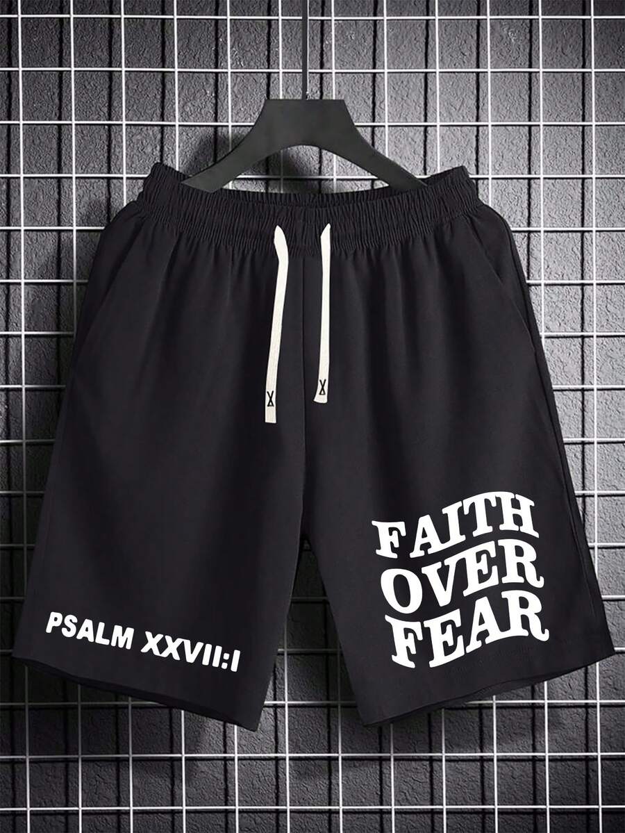 Pantalones cortos de corte recto para hombres con cordón y estampado de letras, shorts deportivos casuales y cómodos con bolsillos, apropiados para correr, golf, pesca, baloncesto, camping, gimnasio, natación y playa, gran regalo para esposo o novio - Negro - Ver 1