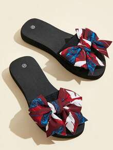 3 CM Thick-Soled Flip-Flops] New Summer Fashion 3Cm Thick-Soled Flip-Flops With A Bow | Handmade Floral Non-Slip Sandals For Women, Perfect For Wearing At The Beach - Multicolor - View 6