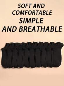 20 pares de calcetines unisex, calcetines deportivos, calcetines negros tobilleros, calcetines invisibles, de unicolor y estilo minimalista, adecuados para uso casual diario