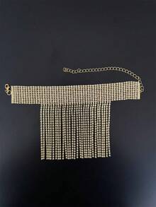 1pc Women's Crystal & Rhinestone Exotic Pattern Anklet, Versatile Fully Embellished Jewelry - Gold - View 2