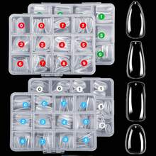 ELLEWIN 1000PCS Nail Tips Clear False Nails Full For Acrylic Nails Kit 10 Sizes 4 Shapes Long Almond Square Coffin Oval Pre-Shape For Salon Home DIY Gifts - 杏仁方形-480個 - 查看 8