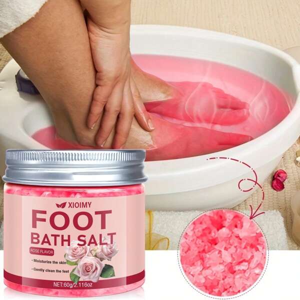 Xioimy Sales de baño para pies con rosas de XIOIMY - 60g, sales de remojo para pies de limpieza profunda e hidratación, con delicada fragancia floral, mantiene los pies suaves y lisos, spa de pies DIY en casa, regalo perfecto para hombres y mujeres