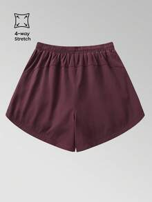 1 bộ đồ lót nữ 2 trong 1 màu trơn kèm quần short thường ngày, bộ 2 món co giãn, thích hợp cho chạy bộ, thể thao, yoga, tập thể dục vào mùa hè - Màu Đỏ Sâu - Xem 2
