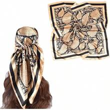 35 Inches Silk Head Scarf-Satin Hair Scarves Silk Bandana Scarf Headscarf For Women's Fashion Scarveshalloween - 駱駝大腰果 - 查看 12