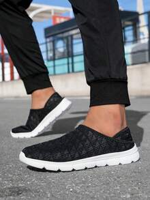 Summer Casual Slip-On Soft Bottom Lightweight Breathable Running Shoes, Hollow-Out Dual Wear Backless Mesh Sneakers