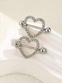 2pcs Nipples Rings For Women Stainless Steel Nipple Piercing CZ Heart Wing Barbell Nipple Rings Set Tongue Rings Set CZ Nipple Jewelry Cute Nipple Body Piercing Jewelry Gift
