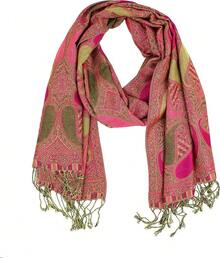 Paisley Pashmina Scarf For Women PASKMLNA - A18-20 Hotpink-olive - View 2