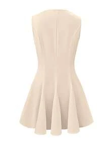 Abito mini elegante e romantico a tinta unita con spalle scoperte, abbigliamento da donna in stile occidentale, primavera/estate - Albicocca - Visualizzare 3
