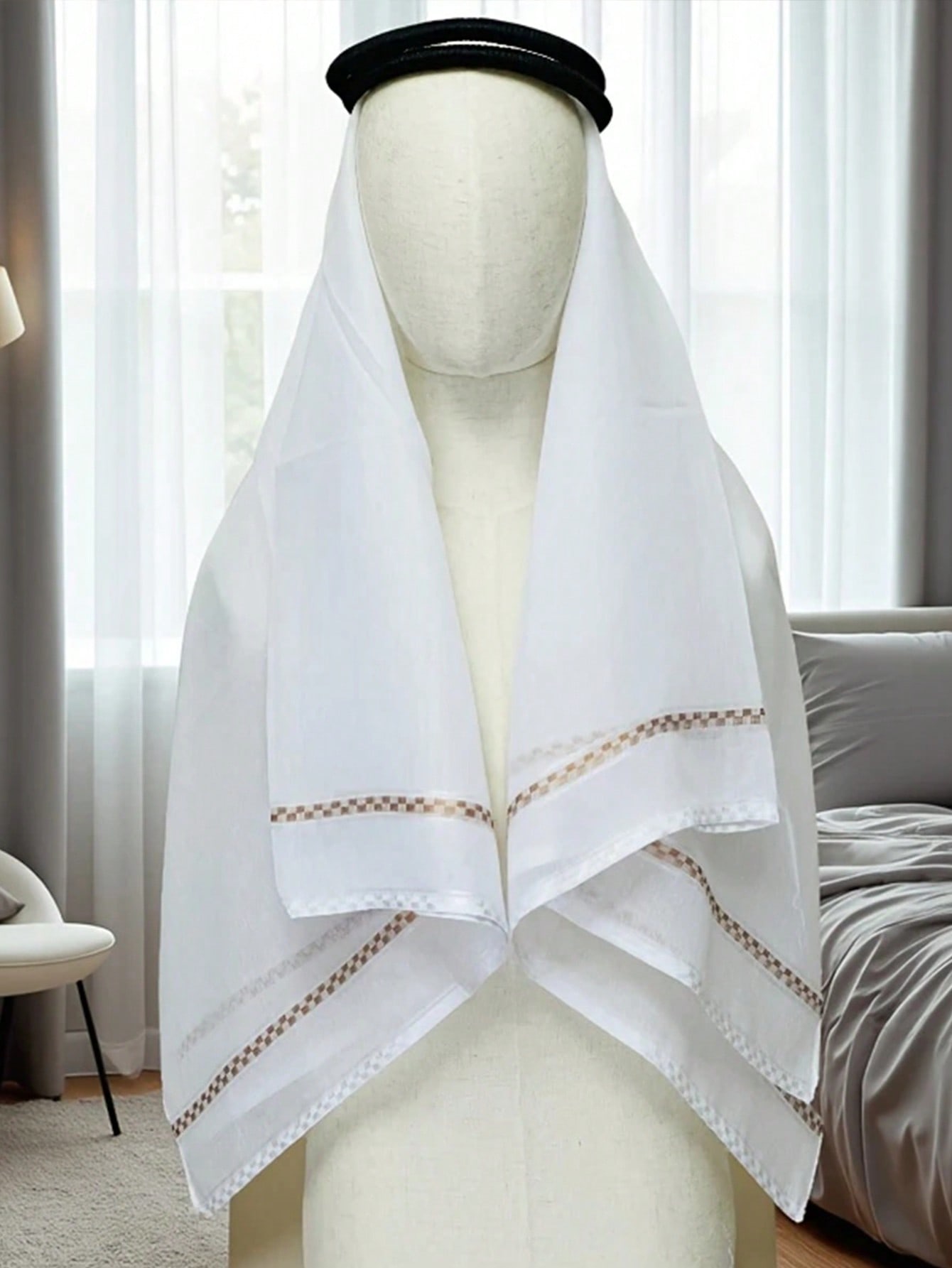 قطعة واحدة وشاح رجالي عربي بطراز رجعي، وشاح ساده م...