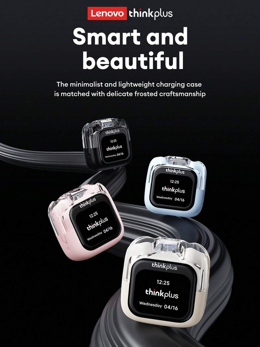 Lenovo 联想 LP70PRO 智能蓝牙耳机，入耳式，立体空间音效，高品质音频，长电池寿命，ENC 降噪，高清通话，游戏模式，低延迟，无线耳塞，兼容智能手机和电脑 - 彩色 - 查看 1