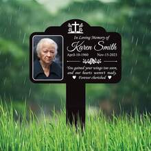 1pc Personalized Photo Memorial Plaque Acrylic Commemorative Plaque Customizable Text And Date Outdoor Lawn Weather-Resistant Cemetery Decor - Multicolor - View 6