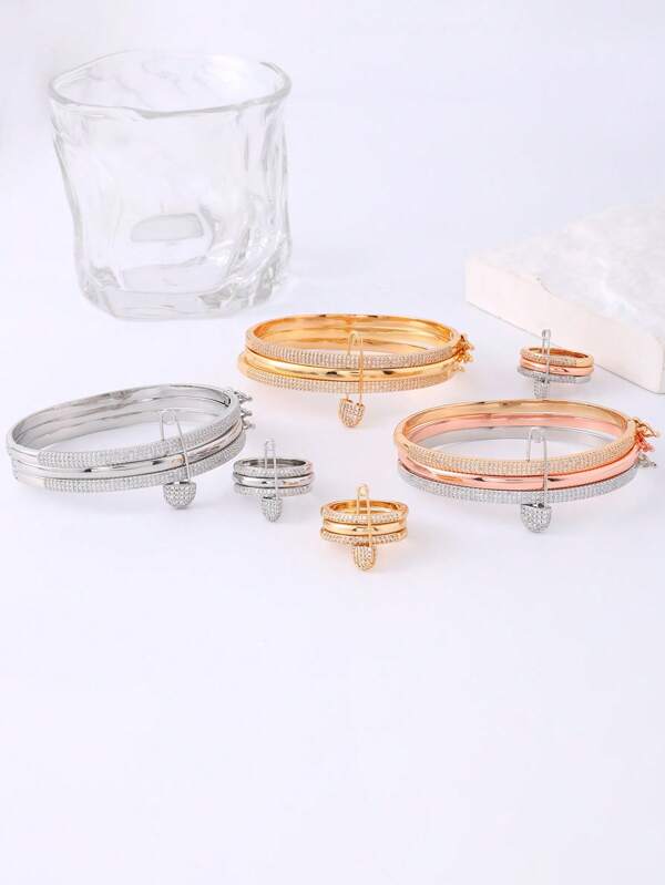 1 Peça Conjunto de Pulseira e Anel Destacáveis de 3 Cores, Moda Estilosa, Estilo Europeu e Americano Popular