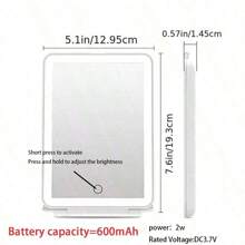 Espejo de maquillaje portátil recargable por USB con 3 colores de luz, superficie pulida, espejo plegable y recargable con batería de litio, compatible con vidrio, sin olor