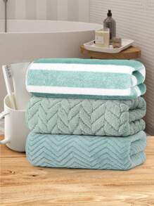3pcs Set Bath Towels - Striped Shower Towels - 27.55 X 55.11 Inches/70 X 140 Cm - Soft Absorbent, Good Drying Effect - With Hanging Loop, Quick Drying, Easy To Hang - Suitable For All Seasons - Skin-Friendly, No Shedding, No Fading - Bathroom Shower Towel Set - Applicable For Bathroom, Beauty Salon, Hotel, Swimming Pool, SPA, Holiday Travel, Sports, Gym, Beach Back To School For Beauty Salon Home Bathroom