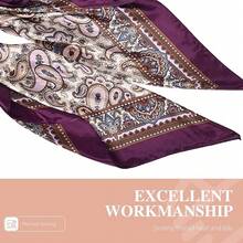 35 Inches Silk Head Scarf-Satin Hair Scarves Silk Bandana Scarf Headscarf For Women's Fashion Scarveshalloween - 佩斯利紫色 - 查看 2