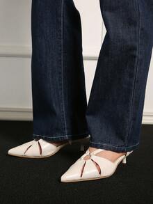 2025 秋冬新款夏季女士橄榄绿色包头中跟罗马凉鞋，独特设计，优雅，女士高跟鞋