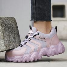 GUYISA Women's Safety Shoes, Anti-Crush, Anti-Puncture, Soft, Lightweight, Breathable, Fashion Pink Patchwork, Functional Work Shoes, Suitable For All Seasons - Baby Pink - View 4