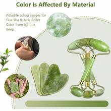 New Gua Sha And Jade Roller Set Gua Sha Stone Face Roller Massage Tool For Skin Care Routine Guasha Tool For Face Neck And Body Muscle - Green - View 6