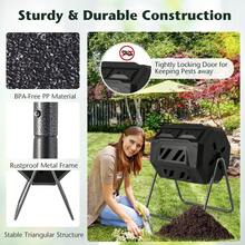 GOFLAME 360° Rotatable Compost Bin 160L Dual Chamber Composting Tumbler - Black - View 9