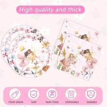 Pink Fairy Birthday Party Tableware, Suitable For Girls' 1st And 2nd Birthdays, Fairy Magic Theme Baby Christening Party Decoration, Disposable Plates Napkins Tablecloths - Floral Forest Garden Party Supplies Baby Christening Gifts - 彩色 - 查看 5