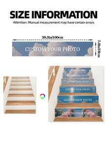 Customizable Photo! Stairway Decorative Stickers, Waterproof And Easy To Apply, Decorate Home Stairs, Personalized Photo Customized Stair Stickers, Creative Decor, Brighten Every Step, Create A Unique Personalized Space,School Supplies,Back To School - Multicolor - View 2