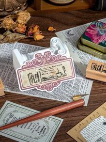 1pc Fine Pattern Brown Wooden Stamp, Small Fresh Flower Plant Pattern Creative Design Wooden Stamp For Notebook Scrapbook Decoration Greeting Card Decoration, Gift For Friends School Supplies,Back To School