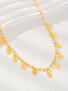 1pc 18k Gold Plated Minimalist Tassel Water Droplets Shaped Or Bell Pendant Anklet For Women & Girls Daily Wear