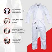 Karate Uniform For Children And Adults, Lightweight For Students, Martial Arts Karate Gi With Belt - Blanco - View 11