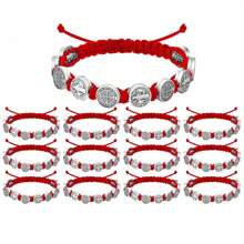 12 peças/pacote Pulseiras antigas de ouro San Benito, proteção, feitas à mão, cordão vermelho e preto, pulseiras de pulso Beneditinas, medalha ajustável, pulseira de rosário, sorte, benção da serenidade, pulseira da amizade para mulheres e homens