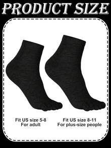 6 Pairs Cotton Toe Socks, Breathable Compression Crew Socks For Athletic Running, Sports, Yoga - Black - View 3