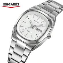 SKMEI 2420 男士手表时尚简约日历不锈钢表带防水模拟商务手表男士石英钟