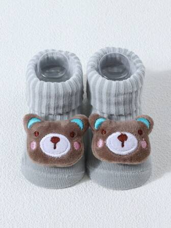 1 paire de chaussettes bébé équipage de dessin animé, chaussettes de sol pour bébé rampant 0-1 an, fournitures pour bébé
