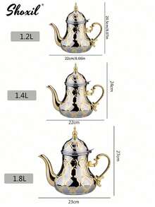 shoxil 1 pièce Cafetière traditionnelle arabe en acier inoxydable de 36 oz, théière à la menthe marocaine, cafetière du Moyen-Orient - Convient pour le café/thé/célébration/fête/cadeau/maison du Moyen-Orient - Cafetière - Voir 9