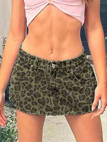 Jean Skirts For Women Sexy Mid Waist Sexy Mini Skirt Dress 2026 Y2k Clothes Denim Skirt - 豹紋 - 查看 2
