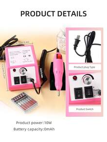 DianaBeauty Professional Nail Filing Set, Electric Nail File, Nail File, Gel Exfoliant, Nail Polishing Tool - Pink - View 10