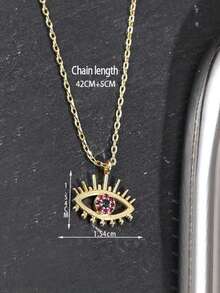 1 款闪亮微镶嵌锆石恶魔之眼项链，时尚简约的锁骨链适合女性日常派对佩戴