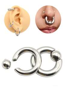 1 sztuka gorąca wszechstronna duża średnica ze stali nierdzewnej okrągły sztanga piercing przegrody nosowej obręcz z kulką męskie pierścienie PA pierścień z koralikami sprężynowy duży rozmiar kolczyki dla kobiet pierścienie BCR ekspandery uszu rozciągacze uszu ciężarki do uszu biżuteria do ciała 12G 10G 8G 6G 4G 2G 0G 00G/10mm 12mm okrąg średnica wewnętrzna 10mm-22mm