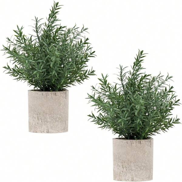 2 pacotes de pequenas plantas artificiais de eucalipto em vasos para decoração de mesa de centro, mesa de banheiro, sala de fazenda (verde-sálvia)