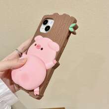 Sanrio 1 Stück süße cartoon-förmige Quetsch-Geräusch Schwein Silikon Handy-Hülle, passend für 16/16Pro/16ProMax/16plus/15Pro/15ProMax/15plus/14/14Pro/14ProMax/14plus/13/13Pro/13ProMax/13mini/12/12Pro/12ProMax/12mini/11/11Pro/11ProMax/X/Xs/Xr/Xsmax, Weihnachten/Valentinstag/Erntedankfest/süße Cartoon-Schutzhülle