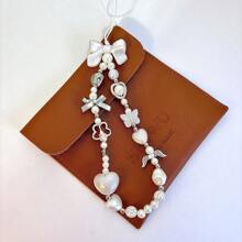 Ins Style Baroque Phone Lanyard, Luxurious Beaded Phone Strap Wrist Chain, Internet Celebrity Phone Case Chain, Women Keychain Pearl Bow-Knot For Camera Bag Key