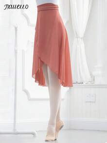 balletto Knee-Length Chiffon Ballet Skirt For Women, One-Piece Tie-Up Design, Solid Color For Performance & Dance