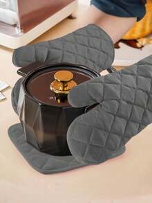 1/2 piezas Guantes de horno resistentes al calor alto con textura tejida, guantes y almohadillas calientes duraderos para cocinar y hornear