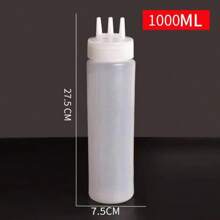 Kitchen Squeeze Bottle, 3-Hole Design With Scale - Durable PE Material, Perfect For Sauces, Condiments And Baking - Includes White, Red And Amber Nozzles, Condiment Dispenser | Modern Kitchenware | Translucent Material, Sauce Squeeze Bottle