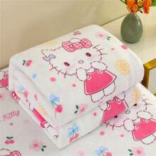 Sanrio 1 Piece, Sanrio Hello Kitty Extra Large Flannel Blanket - With Colorful Hello Kitty Illustrations, Perfect For Daily Use, Comfortable And Warm. This Soft Flannel Blanket Will Make You Feel Comfortable. Suitable For Sofas, Beds, And Office Napping - Modern Knitted Design, Ultra Soft Home, Picnic, And Travel Blankets - Personalized Blankets For Comfortable All Seasons