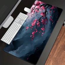 Grande tappetino per mouse con fiori di ciliegio in stile buio e malinconico, tappetino da scrivania per gaming, lavabile, con fondo in gomma antiscivolo, bordi cuciti, tappetino per mouse da regalo, protezione per scrivanie, tappetino per scrivania da studio, diverse opzioni di dimensione, tappetino per tastiera del computer, tappetino per laptop, forniture scolastiche, back to school