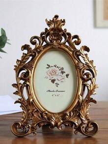 1 buah Bingkai Foto Resin Emas Gaya Eropa Vintage 6 Inci, Stand Pajangan Dekorasi Rumah, Hadiah Terbaik untuk Ulang Tahun dan Wisuda - MultiWarna - View 4